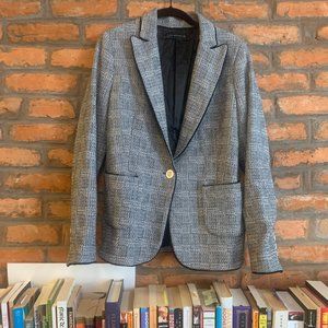 Zara B&W One Button Blazer with Pockets